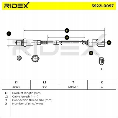 Датчик лямбда-зонд до opel vivaro a van x83 350 mm r Ціна