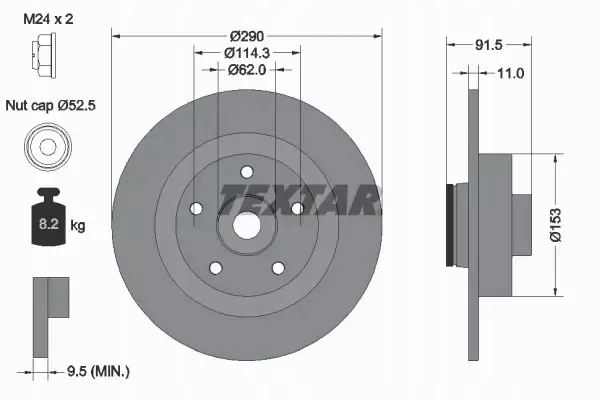 фото №3, Textar тормозные диски+ тормозные колодки задняя renault espace v 290mm