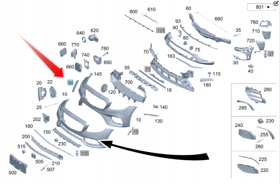 фото №1, Відбивач бампера правий перед mercedes a2138206803