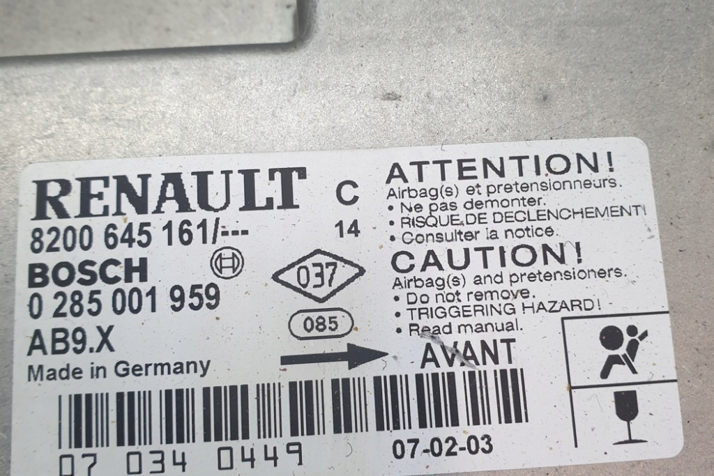 Купить Модуль подушка безопасности renault clio 3 br0/1, cr0/1 0285001959 1.5l дизель 63kw