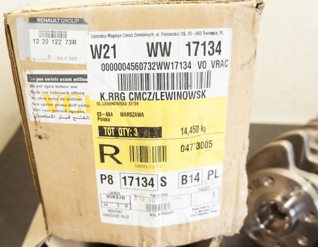 Wał коленчатый renault trafic 3 qashqai vivaro b 1,6 dci 5599r новый r9m Недорого