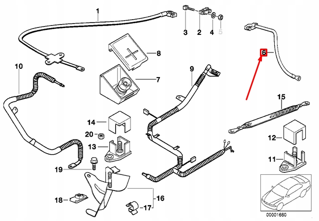 Bmw 7 e38 шланг отрицательный аккумулятор 12421436907 1436907 оригинальный Киев