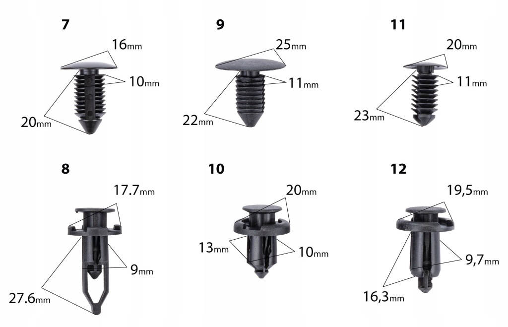 Кліпси штифти кліпси автомобільні do оббивка автомобіля 245 el 4 ściągacze wyjmak в Україні