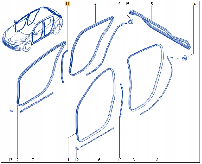 фото №2, Прокладка вертикальная дверь renault megane iii orygina
