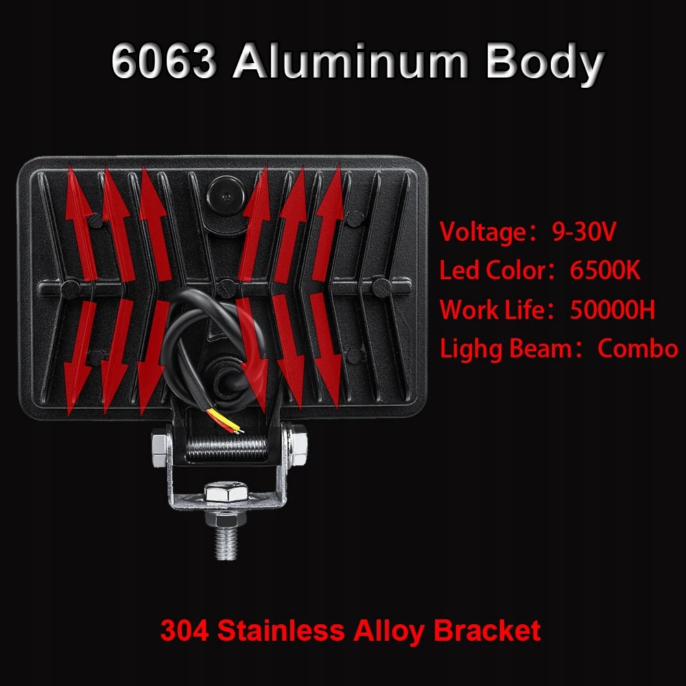 фото №8, 2szt лампа світлодіодна робоча ip65 прожектор led 12/24v лампи автомобільні 108w