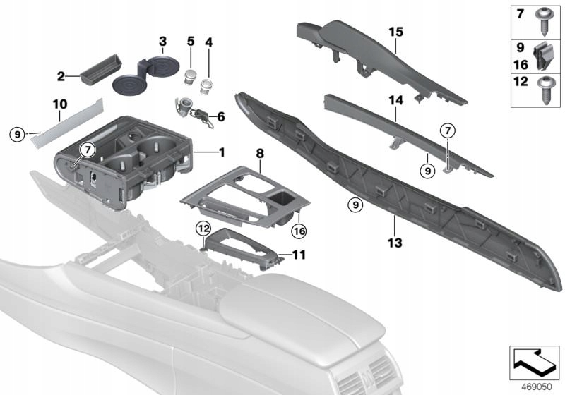 Bmw x6 f16 f86 x5 f15 f85 заглушка консолі тунель оригінальний номер європа  5116 9251987 Київ