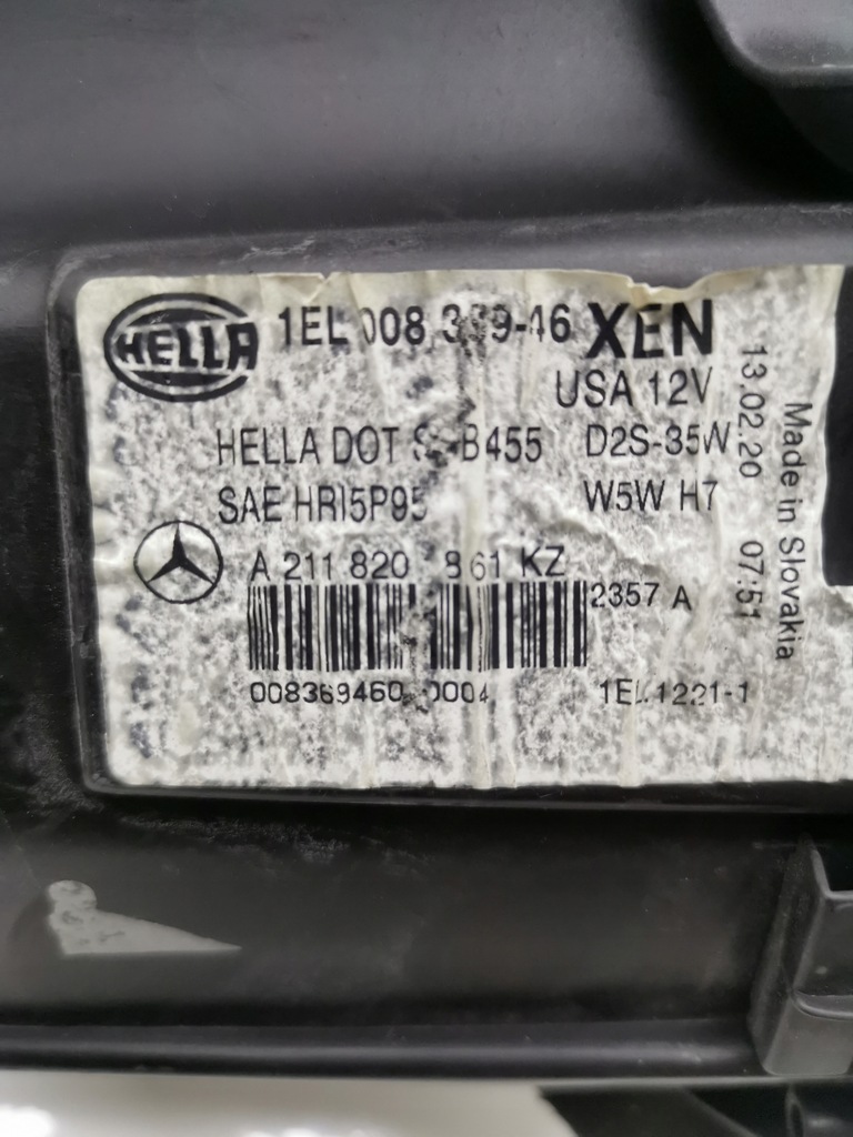 фото №10, Фара правий лампа mercedes e-klasa w211 ксенон a211820861