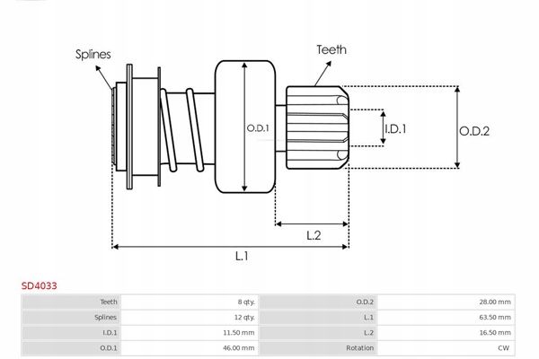 Зчеплення односторонній, стартер as-pl sd4033 Київ