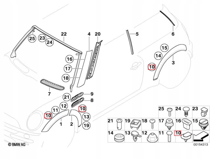 фото №4, 10x кліпса накладки крила mini cooper one r50 r53 07132757821