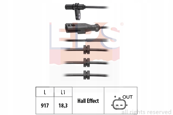 фото №1, Датчик, скорость вращательная колеса eps 1.960.254