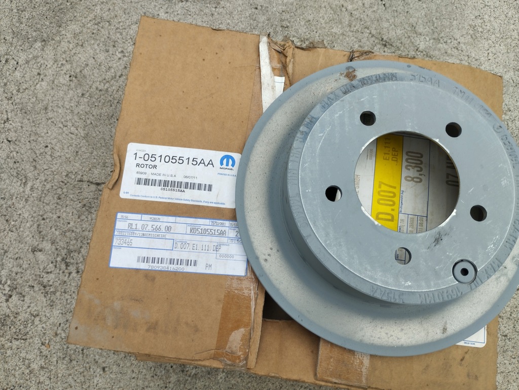 фото №1, Диск тормозная 05105515aa sebring compass