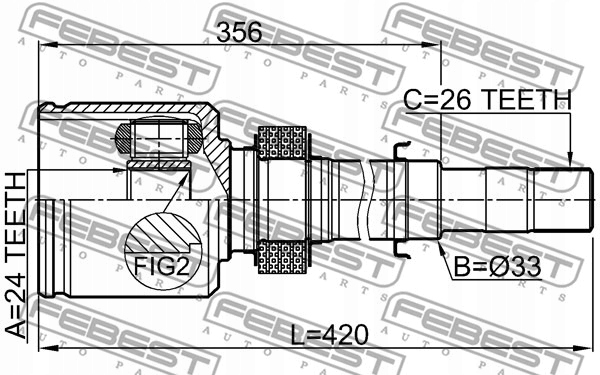 фото №2, Febest 0211-c11hr16rh набор шарнир, wał приводной