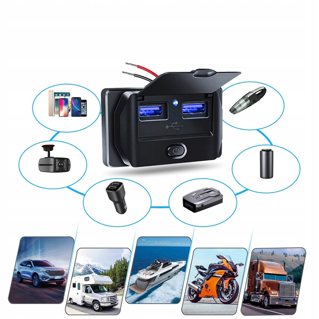 фото №8, 2x зарядное устройство автомобильная usb, быстрые зарядка телефона komórkowego, wodoo