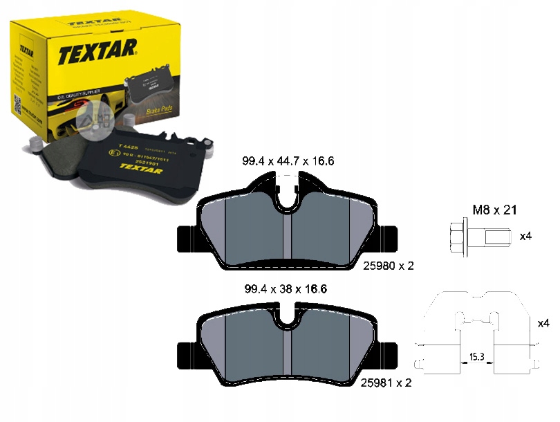 фото №1, Textar 2598001 набор тормозных колодок тормозных, тормоза дисковые