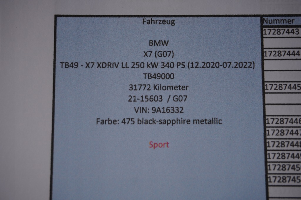 фото №10, Дверь правый перед bmw x7 g07 m-pakiet 475