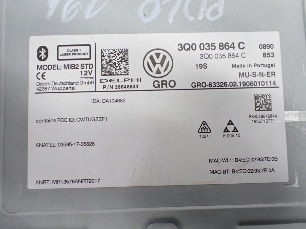 фото №13, Навігація navi радіо дисплей 3q0035864c 5g6919605b vw polo 2g vi 19r