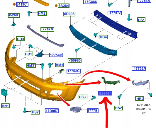 фото №1, Направляющая pod фара rh ford ranger mk5 2011-15 оригинальный номер