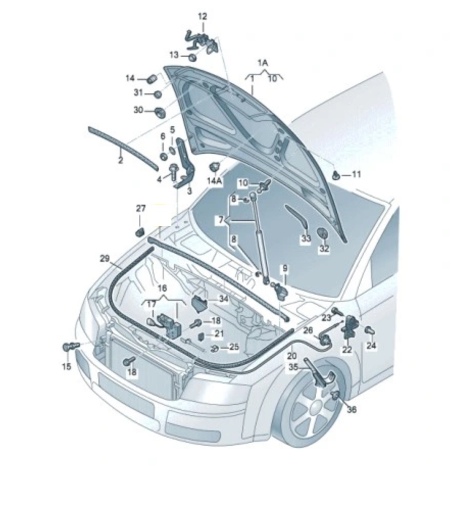фото №1, Audi a4 b6 прокладка капот pod решётка