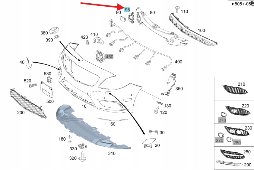 фото №1, Mercedes w176 w246 кронштейн радара перед a2468880014 oryg-pń