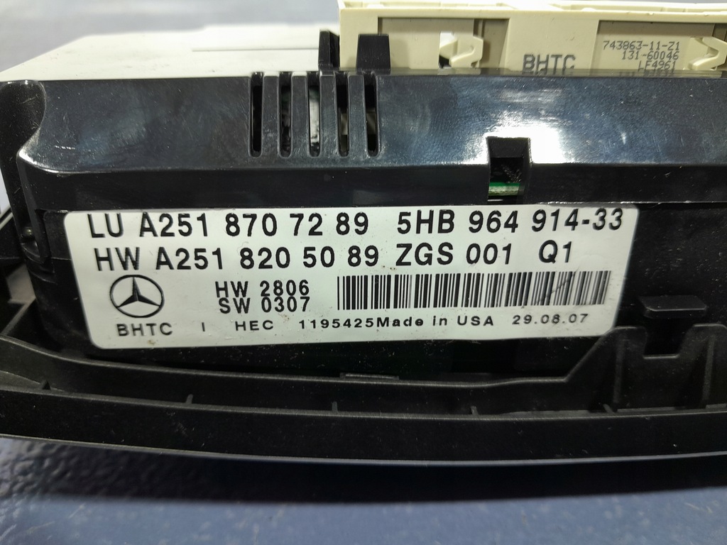 фото №7, Mercedes r w251 панель перемикач кондиціонера обдув a2518707289