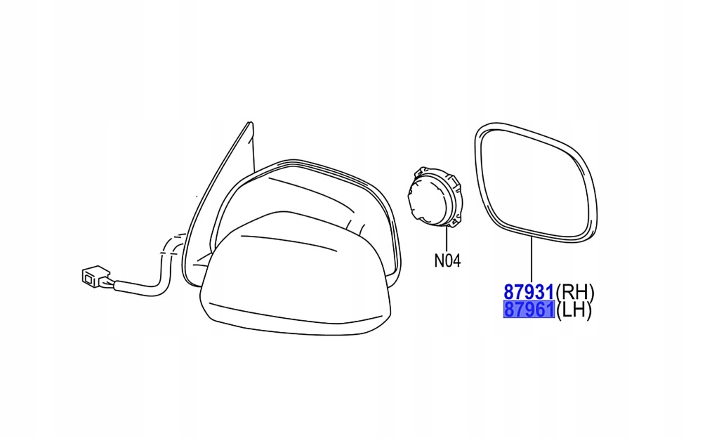 фото №1, Hilux 11-15 скло вкладиш дзеркало дзеркало ліва