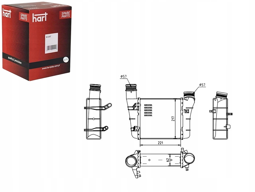 Купити Інтеркулер радіатор повітря audi a4 1.9tdi 01- hart
