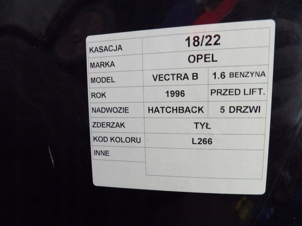 фото №7, Бампер задня opel vectra b hb l266