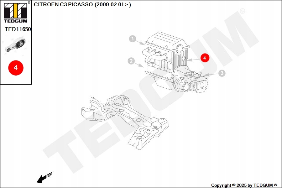 фото №11, Подушка двигателя задняя citroen peugeot 2008 207 208 301 300