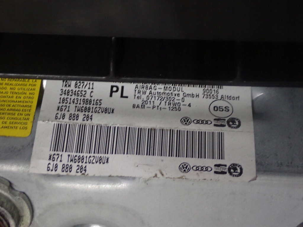 фото №6, Seat ibiza iv 6j 08-12 панель приладів приладова панель приладів подушка безпеки пасажира