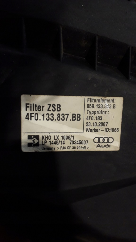 фото №5, Audi оригинальный номер 4f0133837bb корпус фильтра воздуха