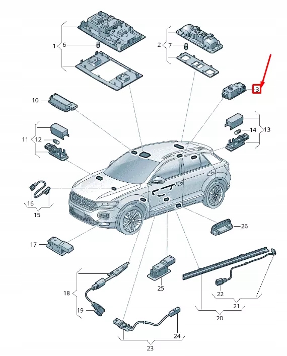 фото №1, Vw t-roc a11 правий middle interior reading light 2ga947292adnr