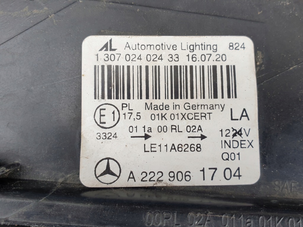 фото №12, Mercedes s-klasa w222 222 лампа передня led ліва лівий перед фара