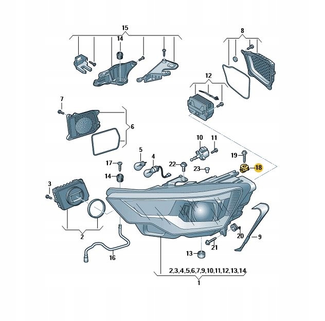 фото №4, Регулировка лампы фара audi a3 a4 a5 a6 a8 r8