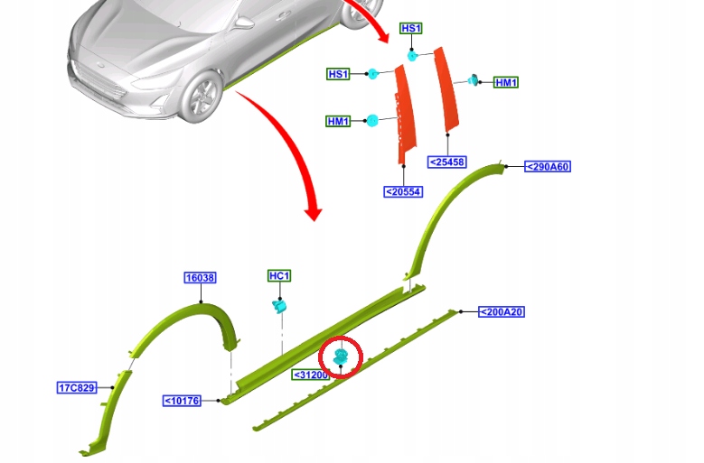фото №11, Кронштейн накладки порога transit courier -13 - 2397663 _ jx7b-286a14-ab