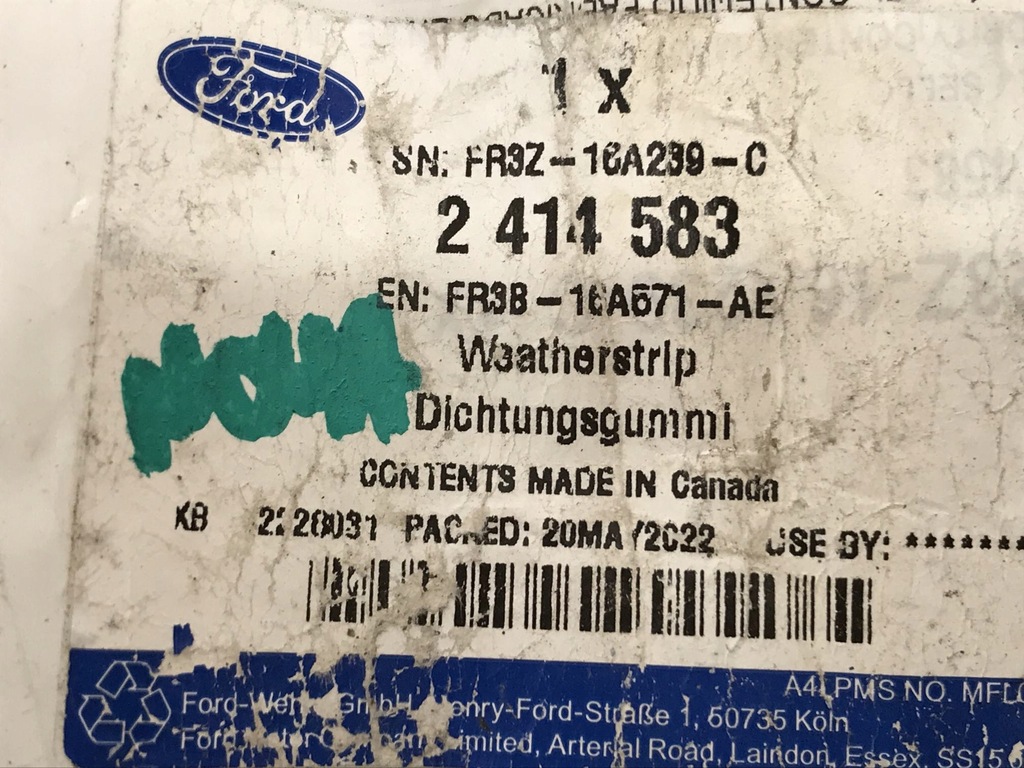 фото №10, Прокладка крыло левый mustang 2015 fr3b-16a571-ae