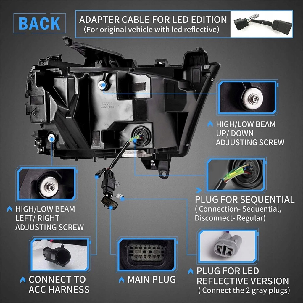 Фары фонари l+r vland full led тюнинг янтарный dodge ram v 5 1500 2019-24 Доставка