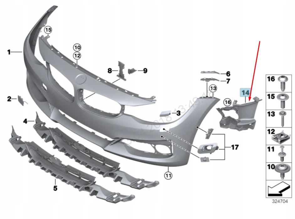 фото №11, Bmw 3 gt f34 правый fog light кронштейн 51117293800 7293800 2016 oem