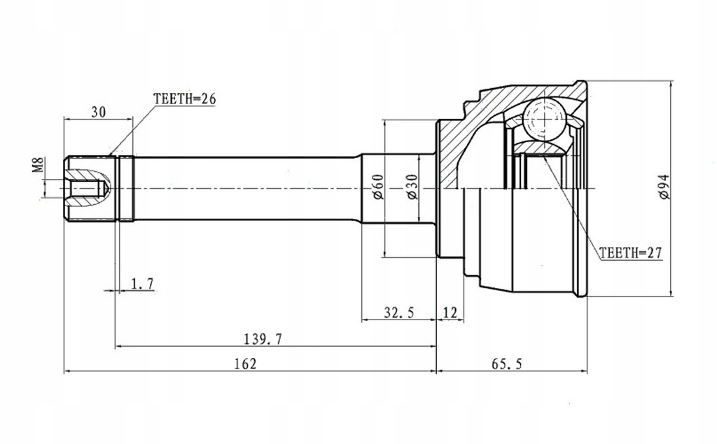 фото №2, Шарнір привідний зовнішній toyota 4 runner hi-ace hi-lux