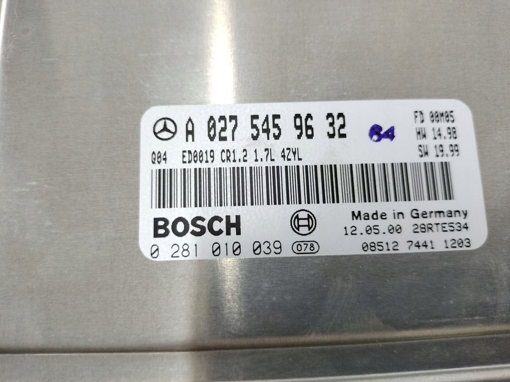 фото №7, Бортовой компьютер блок управления двигателя 0281010039 a0275459632 mercedes w168