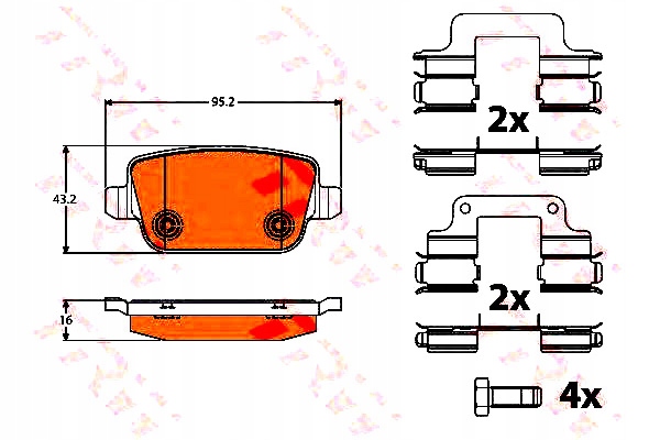 фото №1, Trw тормозные колодки тормозные ford задняя mondeo 07- galaxy ku