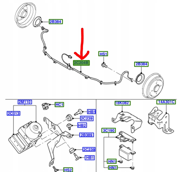 фото №1, Датчик, швидкість обертова колеса ford оригінальний номер 2s61-2b372-bd