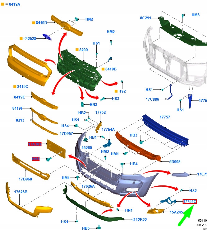 фото №1, Ford ranger t6 mk1 передня частина left fog лампа кронштейн 1921811 original