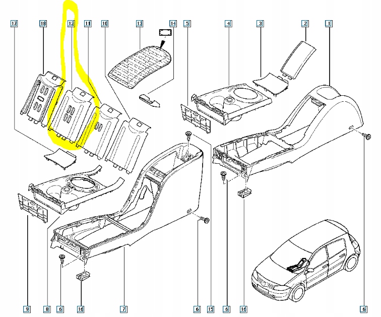 Накладка тунелю середнього megane 2 оригінальний номер 8200184005 Доставка