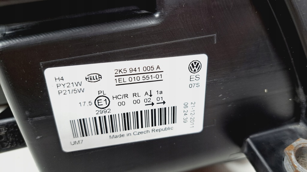 фото №11, Vw caddy iii lift 10-15 лампа ліва звичайна 2k5941005a