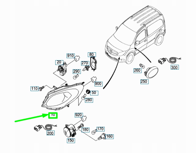 Купить Mercedes-benz citan w415 фара передний правый rhd a4158202800