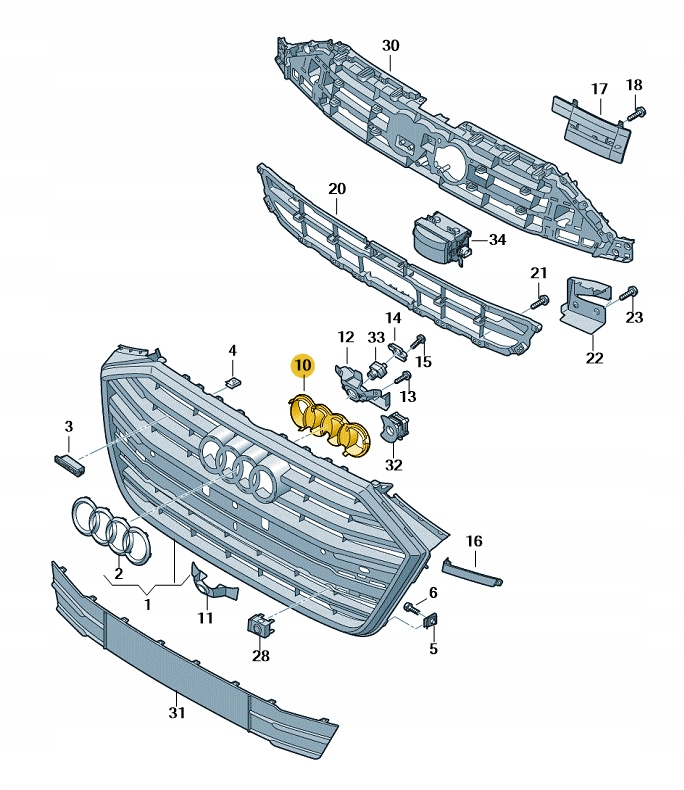 фото №1, Накладка element кріпильний емблема перед решітка радіатора audi a8 d5 aso оригінал
