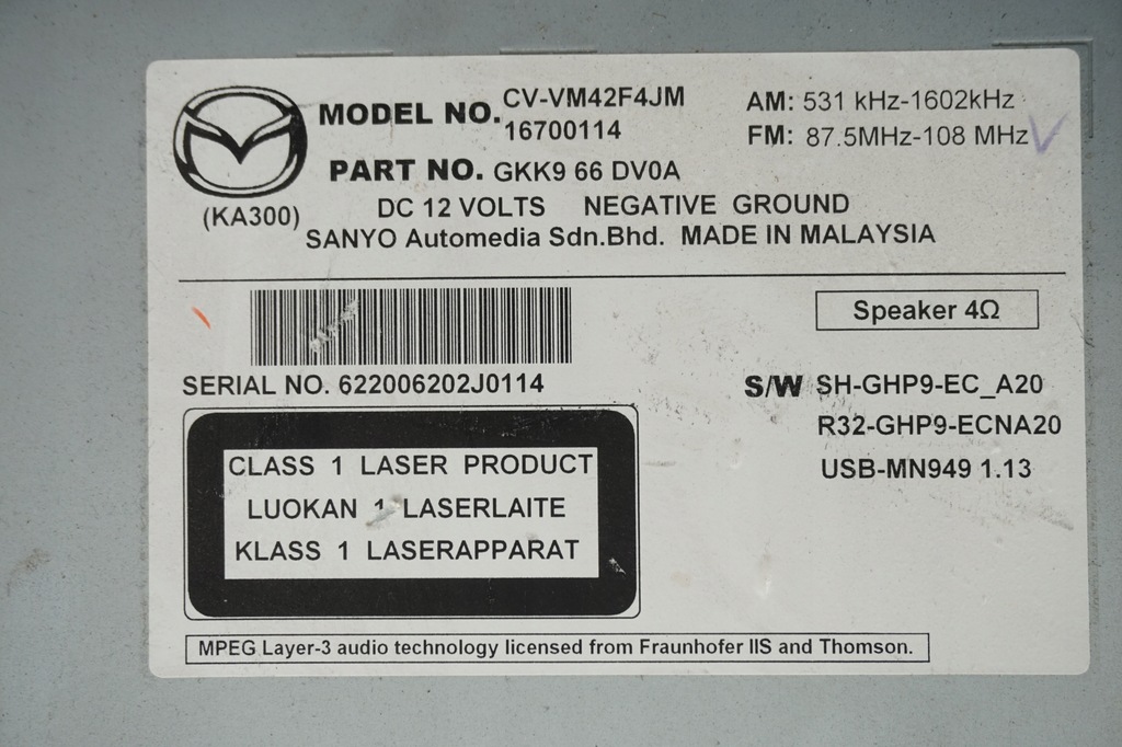 фото №3, Mazda 6 gj радіо cd gkk966dv0a