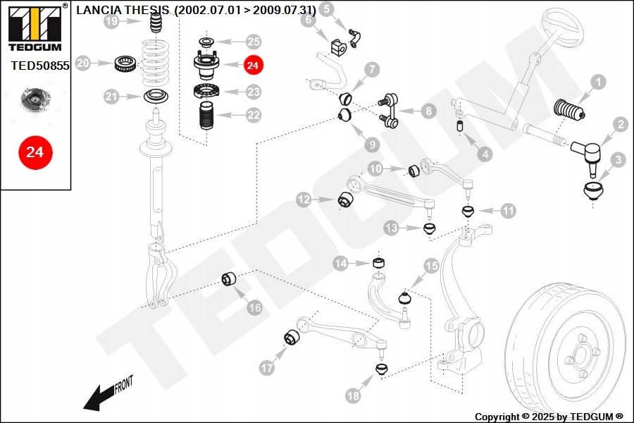 Кронштейн амортизатора передний левая lancia thesis Доставка