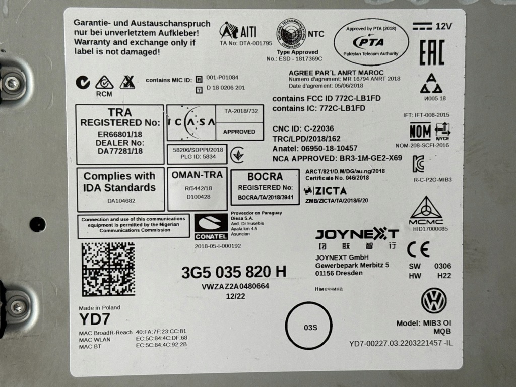 фото №10, Навигация дисплей считыватель комплект vw t-cross 3g5035820h 5nn919605b