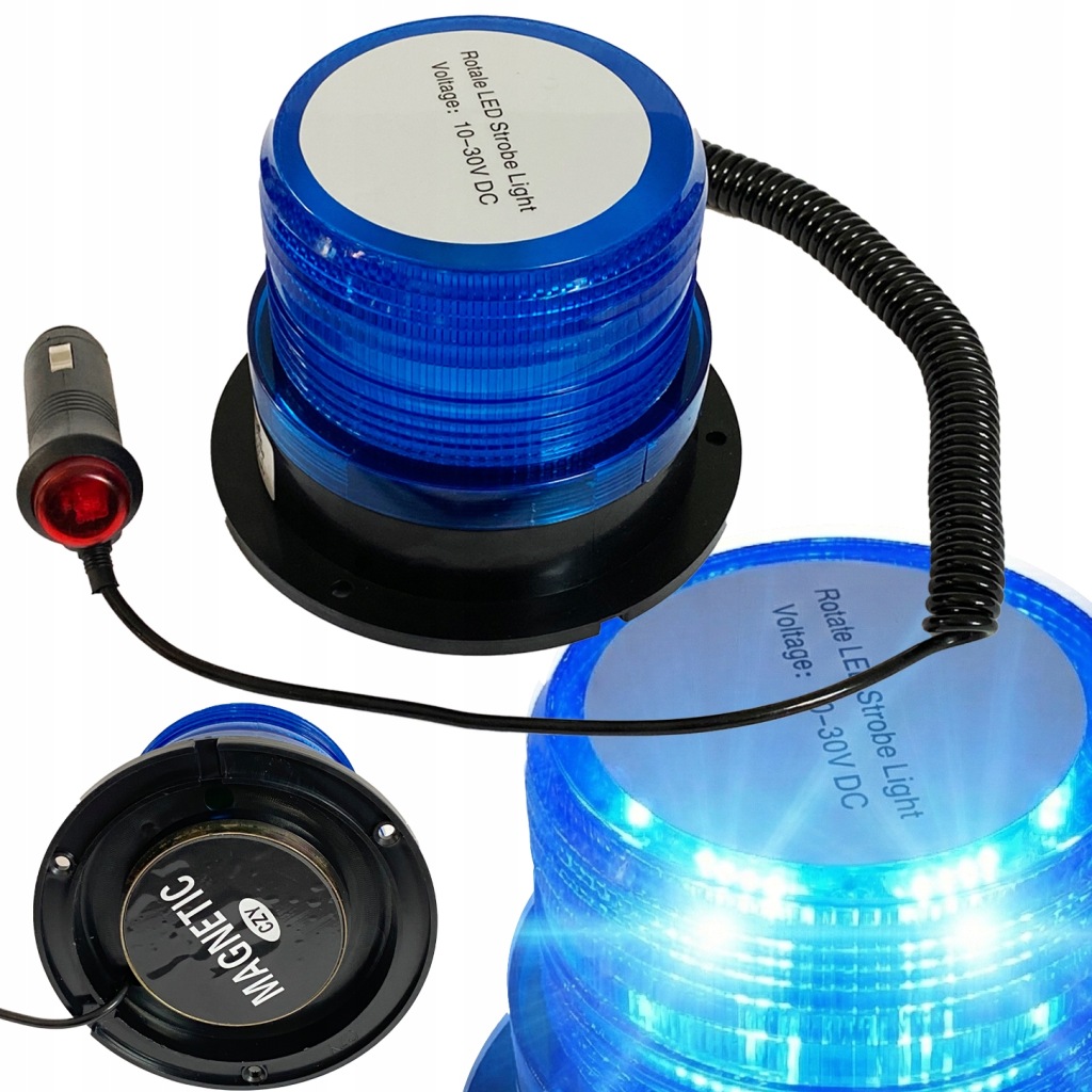 Купить Stroboskop kogut niebieski магнит лампа предупредительная policyjna led 12v 24v